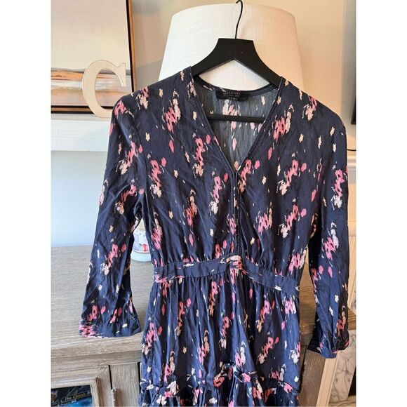 AllSaints Mitre Kirsch Dress, Ink Blue 100% Silk Size US 4 - Picture 4 of 9